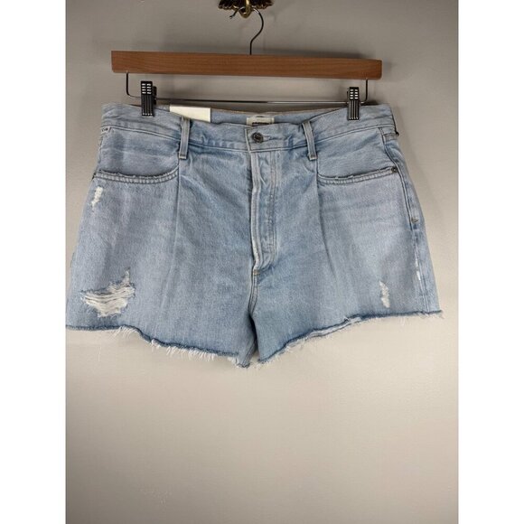NWT Citizens of Humanity Franca Pleated Baggy Cutoff Denim Shorts Size 31 - Picture 4 of 5